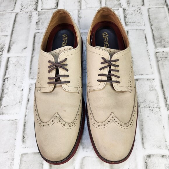 Cole Haan Original Grand Men\'s Size 10.5 Beige Nubuck Wingtip Oxford Casual Shoe